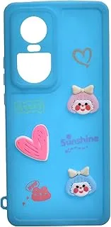 Sweets High Quality Silicone Back Cover With 3D Shapes For Robust Protection Against Drops Impacts For Oppo Reno 10 - Blue