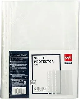 Deli EF20102 Sheet Protector 100-Pieces, A4 Size, Transparent