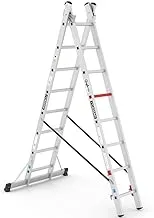 CAGSAN TSA5 Double Part Combination Multi-Purpose Aluminum Step Ladder 2 * 8M With 2.4M High Unique Design, Comfortable Grip And Durable Material - Multi Colour