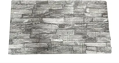 3D Wall Sticker Brick Pattern Wallpaper Fit for Living Room Bedroom TV Wall 77x70cm Waterproof Self-Adhesive Wall Sticker (15, Grey)