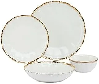 Lotus 1002305 Demla Handmade Porcelain Dinner Set 24-Pieces, White