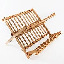 360 Degree Wooden Foldable Dish Drying Rack for Kitchen