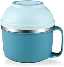 Lunch Box 3 Layers Stainless Steel Inside With Spoon Heat Preservation Spoon For Easy Eating For Study And Work (Blue)