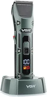 VGR V-696 Professional Corded & Cordless Hair Clipper with Charging Base Runtime: 300 minutes (Green)