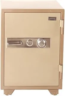 Ogeida Fire Proof Plated Safe with 1 Key and Dial, 66 cm Size, Beige/Brown