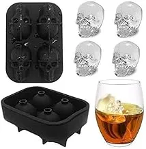 Enhance Your Drinks Aesthetics with Charming 3D Skull Ice Mold - Enjoy the Style of 4 Cool Ice Skulls for Whiskey and Refreshing Drinks, Available in 床 Just 4.U.Store (Black, 3PEC)