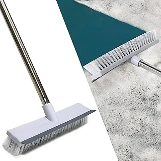 43 Inches Floor Cleaning Scrub Brush with Adjustable Long Handle,2-in-1 Scraper and Brush Suitable for Cleaning Shower Bathrooms,Kitchen,Grout,Garage,Wall,Tile Floor and Concrete(White-1)