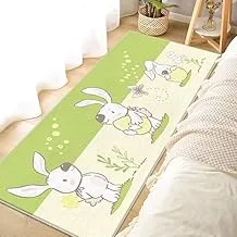 LESTER Eco-friendly easy to clean Bedroom bed side Mat rabbits design green and yellow 60x160cm