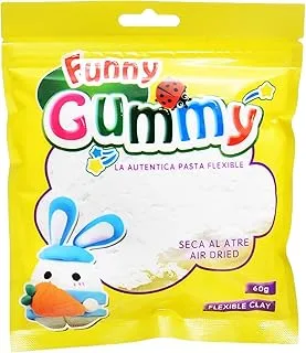 طين مرن ناعم من Funny Gummy 9001 للعب قابل للتشكيل 60 جم ​​في كيس قابل للإغلاق - أبيض