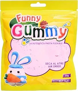 Funny Gummy 9001 Soft flexible Clay for Playing Moldable 60gm in Resealable Bag - Pink