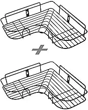 Varkaus Multipurpose Wall Mount Corner Bathroom Shelf Rack for Bathroom Accessories Soap Holder Storage Rack, Drilling Holes Required (Pack of 2)