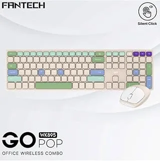 Fantech WK895 Combo 2in1 وضع مزدوج لاسلكي (2.4 جيجا هرتز وBT)، مفاتيح صامتة ومفاتيح وظائف الوسائط المتعددة - بيج