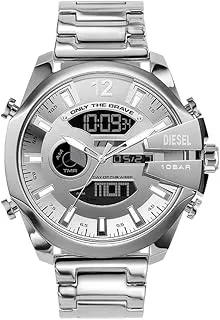 Diesel Men's Watch Mega Chief Digital or Chronograph Movement, Stainless Steel With a 51mm Case Size and Steel or Leather Strap