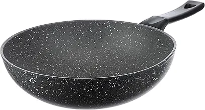 Saflon Single Handle Deep Granite Frying Pan, 28 cm Size, Grey