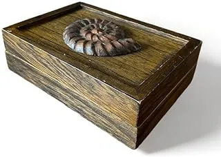 Beyoot Furniture Chestnut Stained Wood Decorative Storage Box with Bronze Shell, Chestnut/Bronze