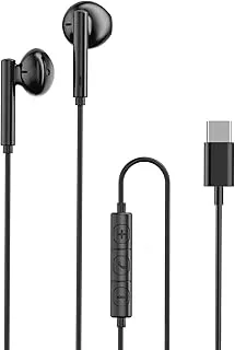 RAVPower [RP.BH1006] Stereo Wired Earphone With Type-C Connector Length Cable 1.2M, Compatibility Supports devices with Type-C audio - Black