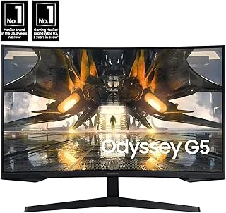 شاشة الألعاب المنحنية Samsung Odyssey G5 2K QHD HDR10 VA بتقنية لوحة VA مع معدل تحديث 165 هرتز وAMD FreeSync، مقاس 32 بوصة