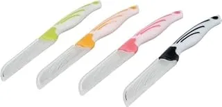 Stainless steel fruit knife - 4 pieces - with safety cover - multi-color