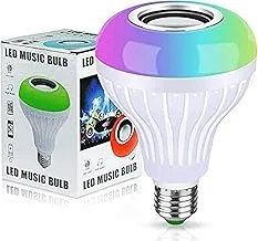 Multicolored LED light bulb with smart bluetooth speakers, mobile remote control, stereo sound