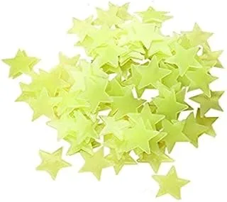 100pcs stars Glow in the Dark Luminous Fluorescent 3D Wall Stickers with Adhesive Removable Decal Crafts Baby Kids Nursery Bedroom Ceiling Home Decor Girl Boy Birthday Present Gift GREEN