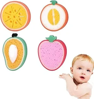 Soft Bath Sponge Shower, Ball Bath Loofah Fruit Shape Mesh Pouf Exfoliation Body Puffs Exfoliate Pouf Cute Bath Glove Puppet Style Soft Baby Bathing Glove Sponge 4pcs