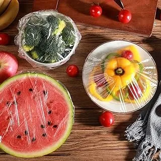 300 Pcs Disposable Plastic Food Covers, Elastic Food Covers for Fruit Bowls, Kitchen Storage Cups, Fresh Keeping Bags (300 Count) - By Pegui Bell