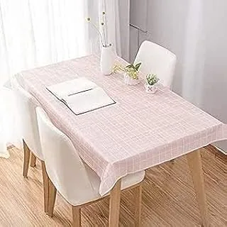 Wipeable Plaid Tablecloth 137x180cm Rectangular Plastic Checkered Tablecloth Stain Resistant Waterproof Oil Proof Cotton Fabric Table Cloth for Party Picnic Kitchen Outdoor Multicolor (Pink)