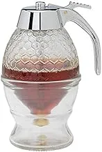 Creative Honey Comb Shaped Honey Pot Honey Dispenser No Drip Glass Maple Syrup Dispenser Glass Honey Jar with Stand