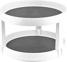 INDUSCAN 2-Tier Lazy Susan Turntable - Tiered Rotating Kitchen Spice Organizer for Cabinets, Pantry, Bathroom, Refrigerator - Non-Skid Surface & Rimmed Edge