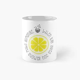 When Life Gives You Lemons Make Lemonade Motivational Saying Typography Classic Mug | Best Gift Funny Coffee Mugs 11 Oz