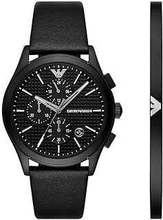 Emporio Armani Men's Watch Chronograph, Black Stainless Steel and Bracelet Set, AR80070SET