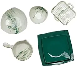 Lotus 1002794 Demla Porcelain Dinner Set 26-Pieces, Green/White