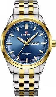 Original NF9203-G-BE Naviforce Wrist Watch For Men For Dream NF9203 With Blue Dial Metal Belt with Silver & Gold Color