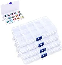 CBRPVT 4 Pcs Bead Storage Box, Storage Box with Compartments, Clear Adjustable Jewelry Bead Organiser Box, For Earrings, Beads and Small Accessories