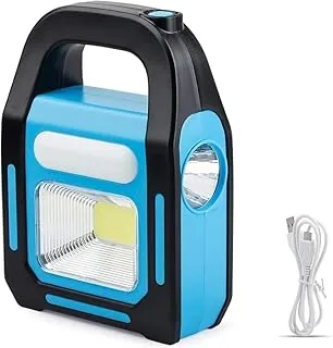 Solar or Electric Emergency Light, Rechargeable Light with Three Lighting Modes - Rechargeable LED Flashlight with Electric and Mobile Power Bank