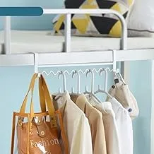 Iron Clothes Rack Closet Shelf Hanging Clothes Organizer Storage Rack for Beds 2 Tier Bedside Hanging Rack Over The Bed Hook Home Organization Student Hanging Hook (White)