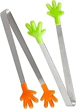 Vanyibro Mini Hand Tongs,Versatile Stainless Steel Kitchen Tools for Handling Sweet Treats and Ice Cubes,Orange and Green