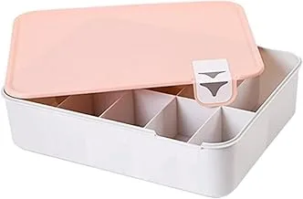 Underwear Storage Box PP Drawer Organizer with Marks and Cover Multifunctional Durable Cosmetic Organizer Storage Bin for Household (Pink, 10 Grid)