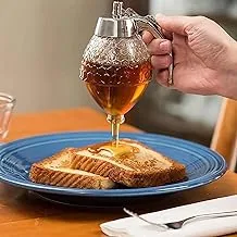 PRIME SHOP Honey Pourer Stainless Steel Glass Honey Pot Inspired Honey Pot Honey Bottle with Squeeze for Perfect Syrup Dispensing, Get It Now by PRIME SHOP