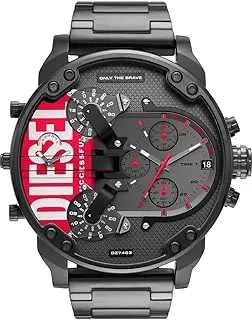 Diesel Watch for Men Mr. Daddy 2.0, Chronograph Movement, 57 mm Black Stainless Steel Case with a Stainless Steel Strap, DZ7463