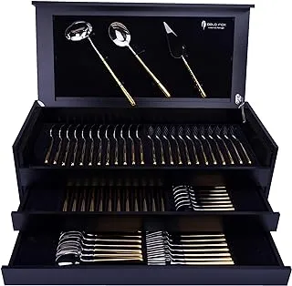 Belo Inox RUBI GOLD ON HANDLE Fork And Spoon Set 75 Pieces Stainless Steel 18/10