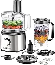 BLACK+DECKER Multifunction Food Processor, 750W, 2L Capacity, 25 Functions, 2.3L Gross/1.5L AS Blender Jar. 2 Speed Control For Chopping, Slicing, Kneading & Whisking, 2 years warranty, FX760SB-B5