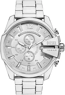 Diesel Men's Watch Mega Chief Chronograph, White and Stainless Steel, DZ4660