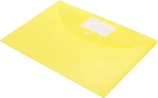 Tohama Double Pocket A4 Document File Designer Document Bag, Document Folder Envelope Holder Storage Case, Snap Button Organizer, Plastic Container - Yellow