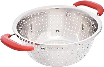 Generic Stainless Steel Medium Strainer Pot With Plastic Handle Made Of High Quality Material Practical For Kitchen - Silver Red