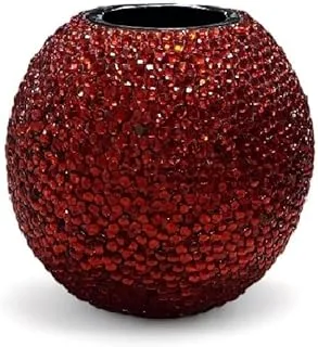 Beyoot Furniture GF10112 Round Shape Vase, Black/Red Crystal