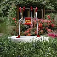 Toddler Swing Set, for Indoor Outdoor Play, Sturdy Safety Seat and Foldable Metal Swing Stand Easy to Assemble and Store at Home - Red & yellow