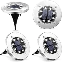 Solar Ground Lights 4 Beads, 8 LED Solar Powered Lights Outdoor, Waterproof, Garden Lighting for Patio Garden by Wanda.Store