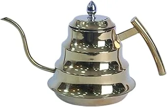 Generic Stainless Steel Ribbed Tea Pot, 1.2 Liter Capacity, Gold