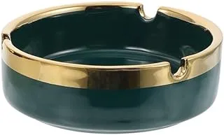 Stellar Stores Ceramic Ashtray for Tabletop, Side Tables, Livingroom, Office, Decorative Ash Tray with Luxurious Golden Edge (Genzary Color)